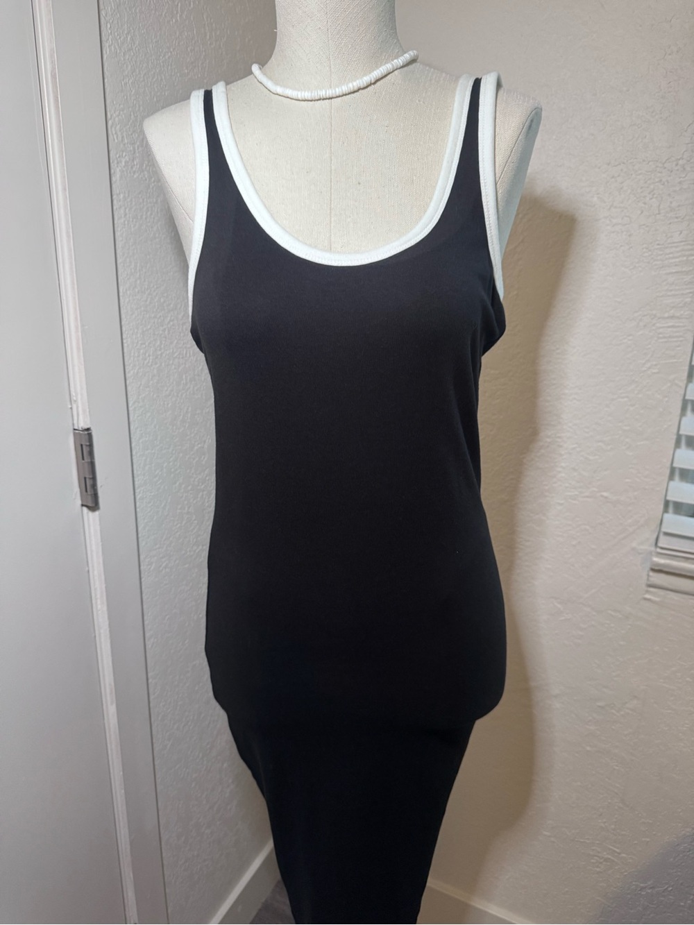 Zara Black Tank Top with White Trim